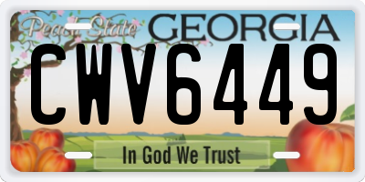 GA license plate CWV6449