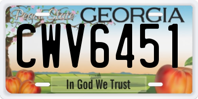GA license plate CWV6451