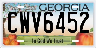 GA license plate CWV6452
