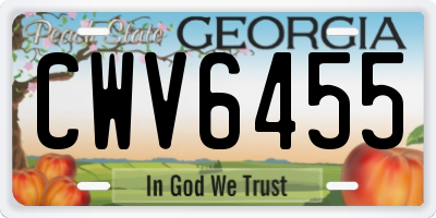 GA license plate CWV6455