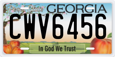 GA license plate CWV6456