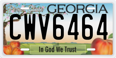 GA license plate CWV6464