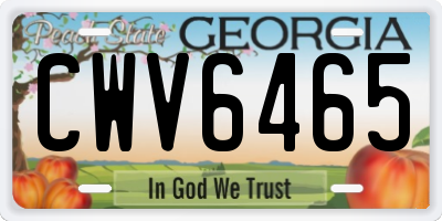 GA license plate CWV6465