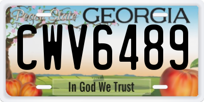 GA license plate CWV6489
