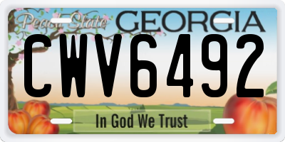 GA license plate CWV6492