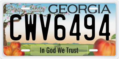 GA license plate CWV6494
