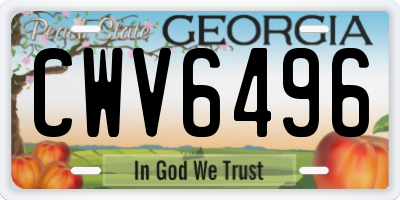 GA license plate CWV6496