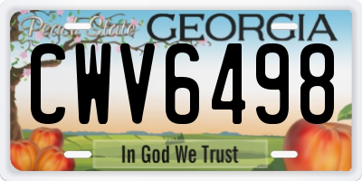 GA license plate CWV6498