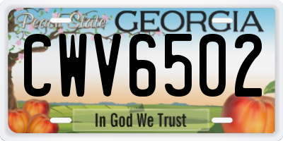 GA license plate CWV6502
