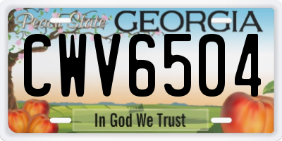 GA license plate CWV6504