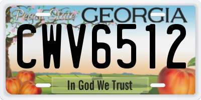 GA license plate CWV6512