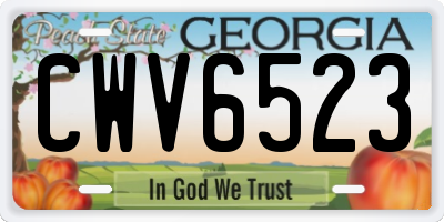 GA license plate CWV6523
