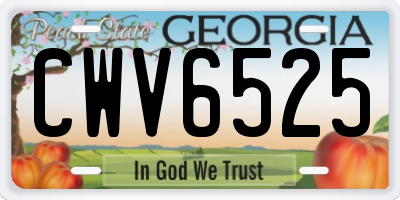 GA license plate CWV6525