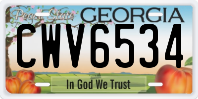GA license plate CWV6534