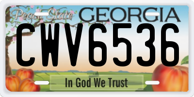 GA license plate CWV6536