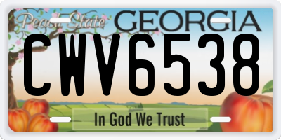 GA license plate CWV6538