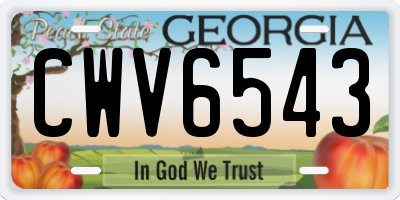GA license plate CWV6543