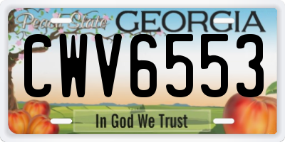 GA license plate CWV6553
