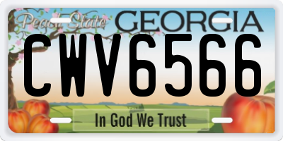 GA license plate CWV6566