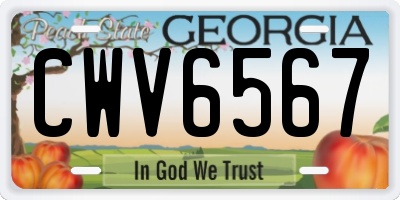 GA license plate CWV6567