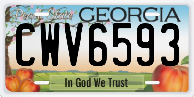 GA license plate CWV6593