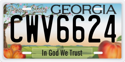 GA license plate CWV6624