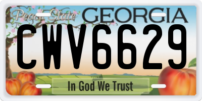 GA license plate CWV6629