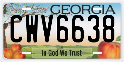 GA license plate CWV6638