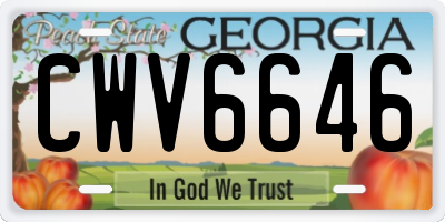 GA license plate CWV6646