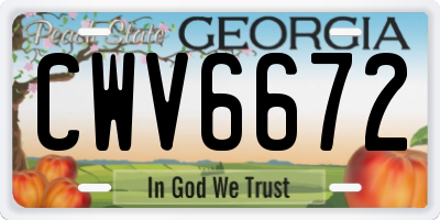 GA license plate CWV6672