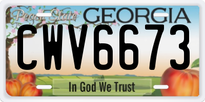 GA license plate CWV6673