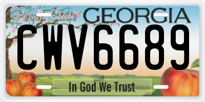 GA license plate CWV6689