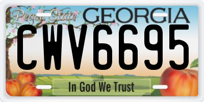 GA license plate CWV6695
