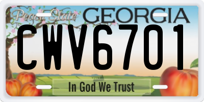 GA license plate CWV6701