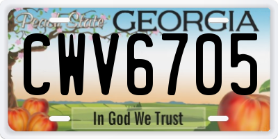 GA license plate CWV6705