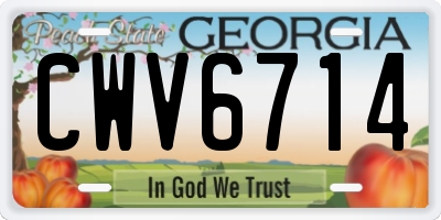 GA license plate CWV6714