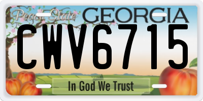 GA license plate CWV6715
