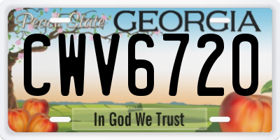 GA license plate CWV6720