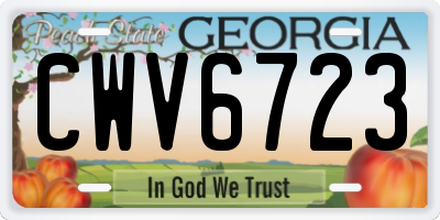 GA license plate CWV6723