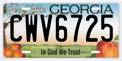 GA license plate CWV6725