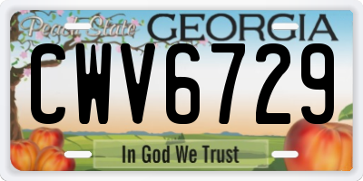 GA license plate CWV6729