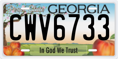 GA license plate CWV6733
