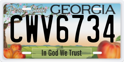 GA license plate CWV6734