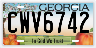 GA license plate CWV6742