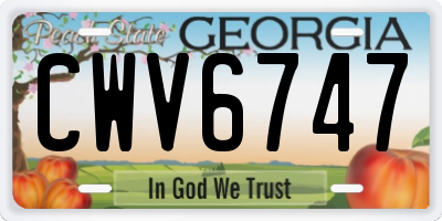 GA license plate CWV6747