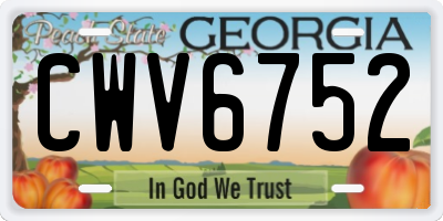 GA license plate CWV6752
