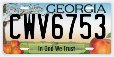 GA license plate CWV6753
