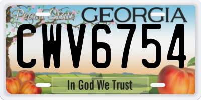 GA license plate CWV6754
