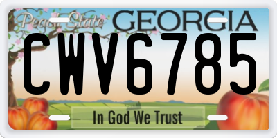 GA license plate CWV6785