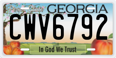 GA license plate CWV6792